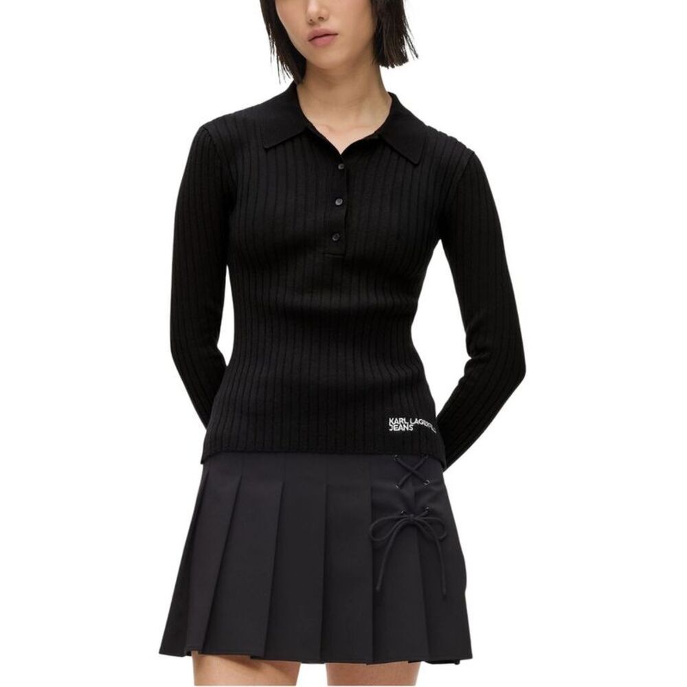 Karl Lagerfeld Black Viscose Long Sleeve Women's T-Shirt
